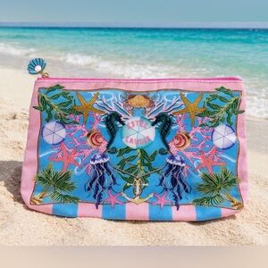 Estée Lauder Coastal Makeup Pouch 
Seahorse Coral Print. Beachy Chic NEW